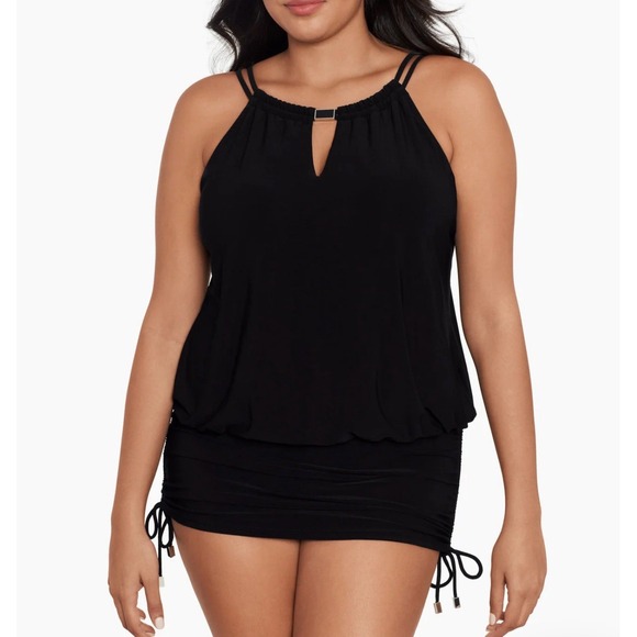 Magicsuit Women's 18W Plus Size Susan One Piece Black‎ Ruching Slimming $188